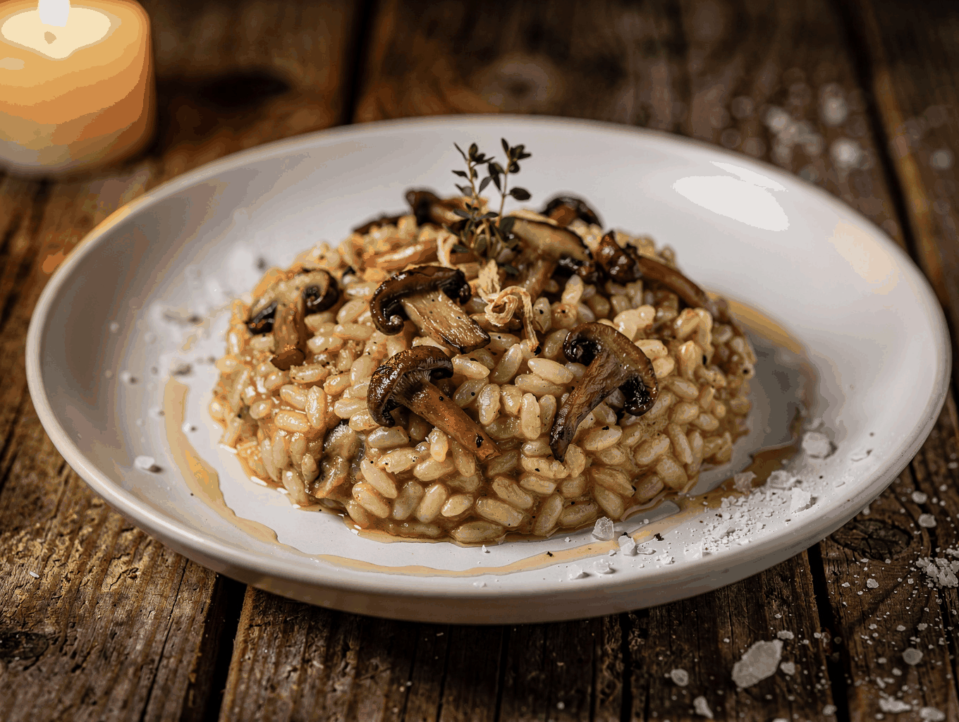 Creamy wild mushroom risotto with fresh herbs